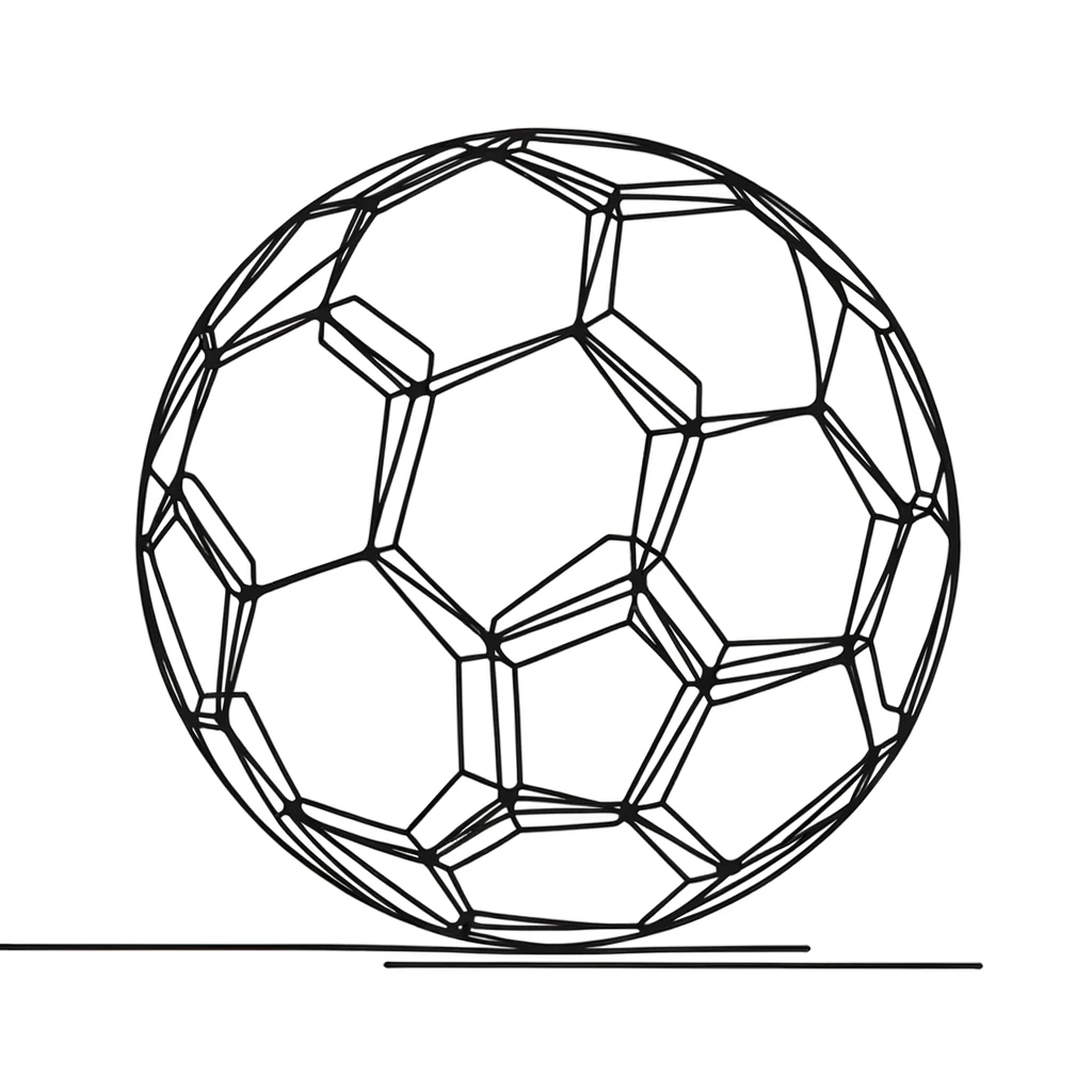 DALL·E 2024-01-10 23.03.17 - A minimalistic, one-line drawing of a soccer ball. The drawing should start with a single, unbroken line at the top of the ball, flowing smoothly to o